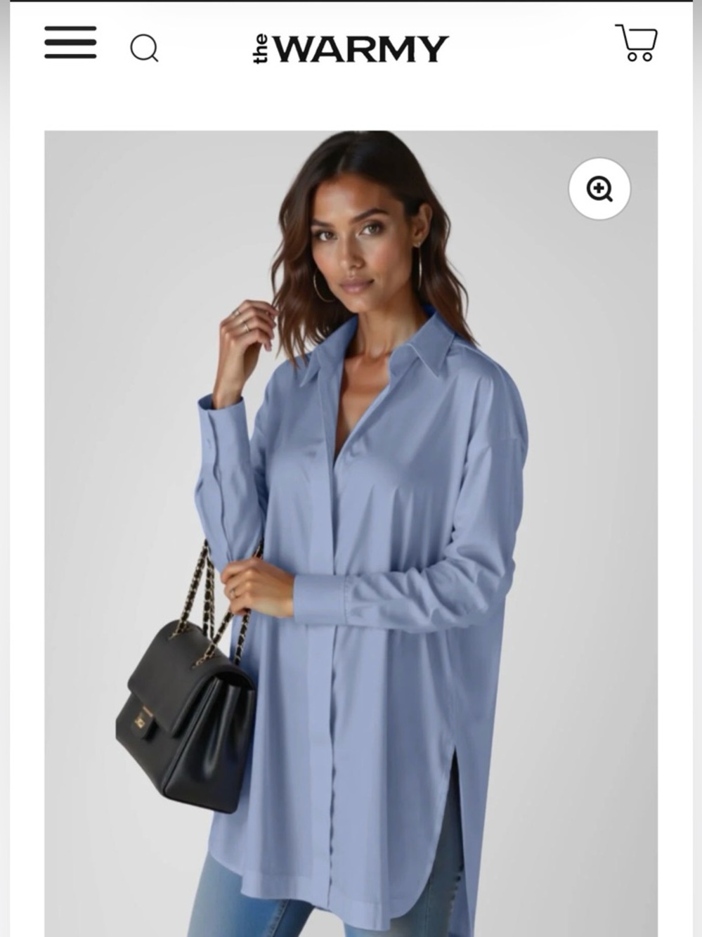 NEW! The Warmy Oversized Lapel Shirt Dress Blue Tunic Top Women’s Size L